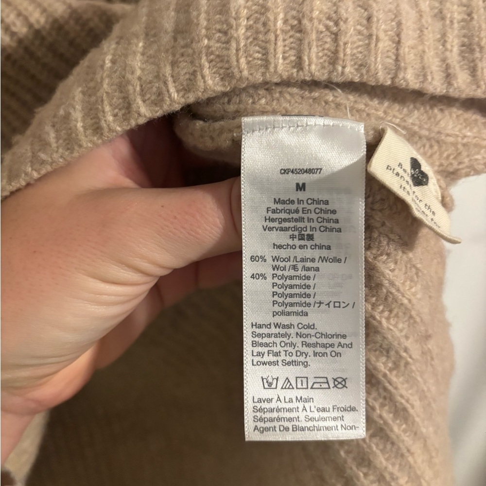 MADEWELL Tipped Forrest V-Neck Sweater Heather Birch Wool Knit Size Medium - Picture 8 of 9
